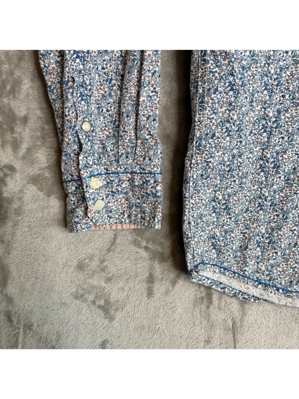 Massimo Dutti Mens XXL Floral Shirt Blue White Casual Long Sleeve Cotton Button⁠ - Picture 5 of 7
